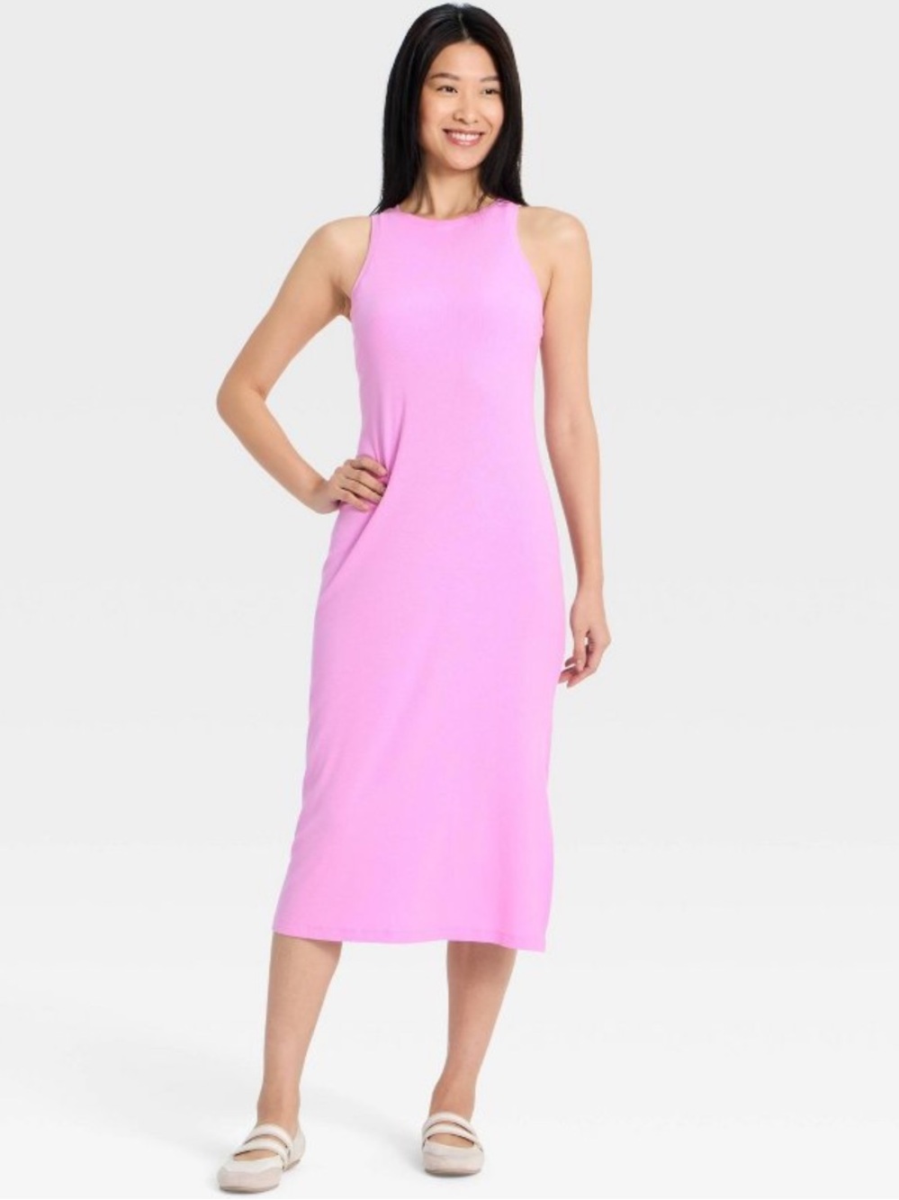 all in motion Modal Ribbed Midi Dress - Light Violet - size Medium